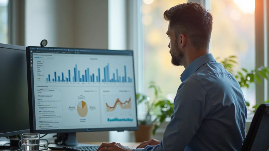 Project manager reviewing timeline and deliverables on digital dashboard with team collaboration metrics